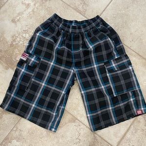Y2K Maui Built Tropix Hawaii Long Plaid Cargo Shorts Men’s Size Sm